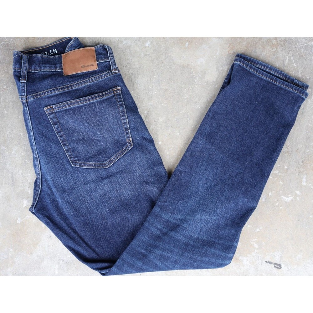 READ Madewell Slim Fit Jeans Mens 32x32 Dark Blue Indigo Denim Stretch Casual